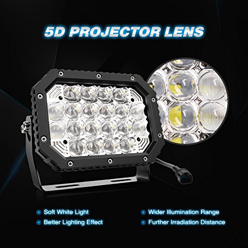 Image of Nilight - 14039C-B LED Light bar 2PCS 7.4Inch 100W Spot & Flood Combo 8000LM 5D Square Off Road Fog Driving Lights Roof Bumper Work Light