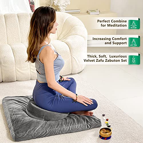 Hihealer Large Meditation Cushion And Zabuton Mat Set Meditation Pillow And Zafu Mat For Men And Women (Sliver Grey) #TOP1