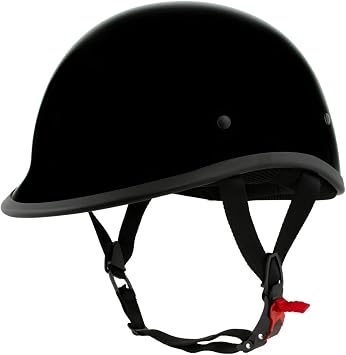 Milwaukee Helmets MPH9751DOT Gloss Black Polo Style DOT Motorcycle Half Face Bikers Helmet