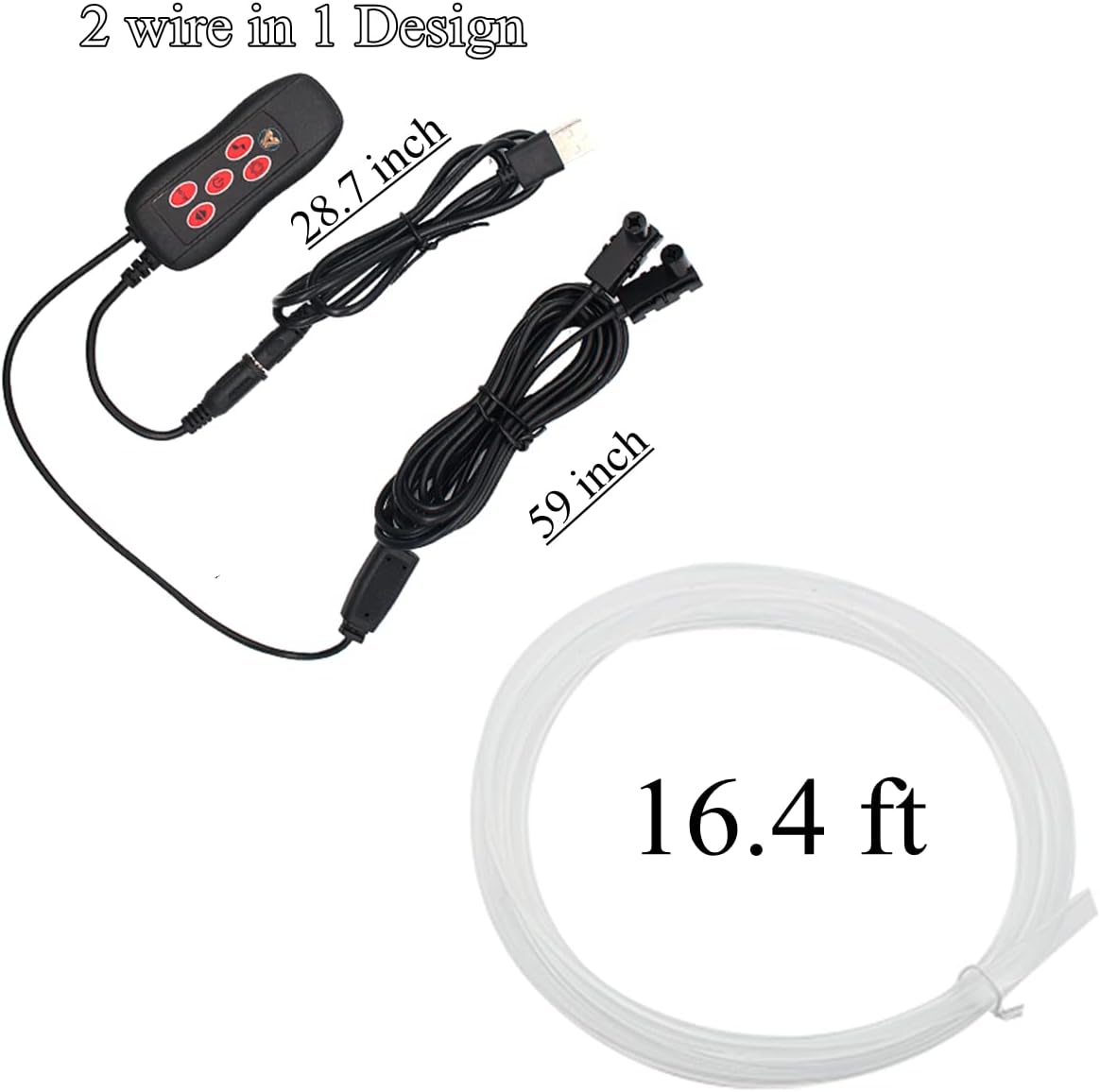 Interior Car Strip Lights, Goodream USB Music Sync Multicolor Multiple Modes LED Fiber Optic Light Ambient Neon Wire Lighting Kits for Sedan Truck SUV Accessories Center Console Dashboard : Automotive