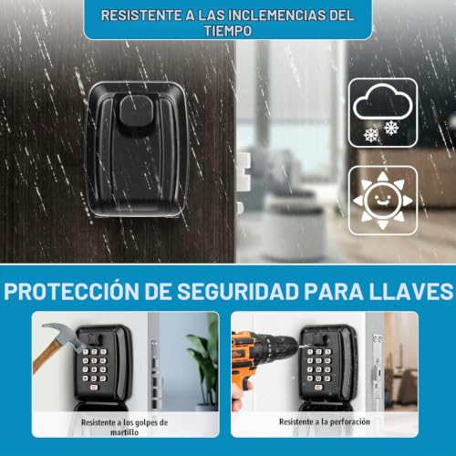 Miniatura 3 de Faneam Cajetin Llaves Con Codigo Exterior Grande Caja Seguridad Para Llaves Pared Caja Con Combinación 12 Dígitos Impermeable Caja Llaves Seguridad Para Casa Garaje Escuela Negro