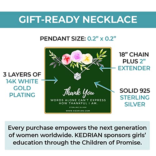 Kedrian Thank You Necklace, 925 Sterling Silver, Perfect Thank You Gifts For Women Friends, Employee Appreciation Gifts For Women, Teacher Appreciation Gifts For Coworkers, Thank You Gift For Women #TOP4