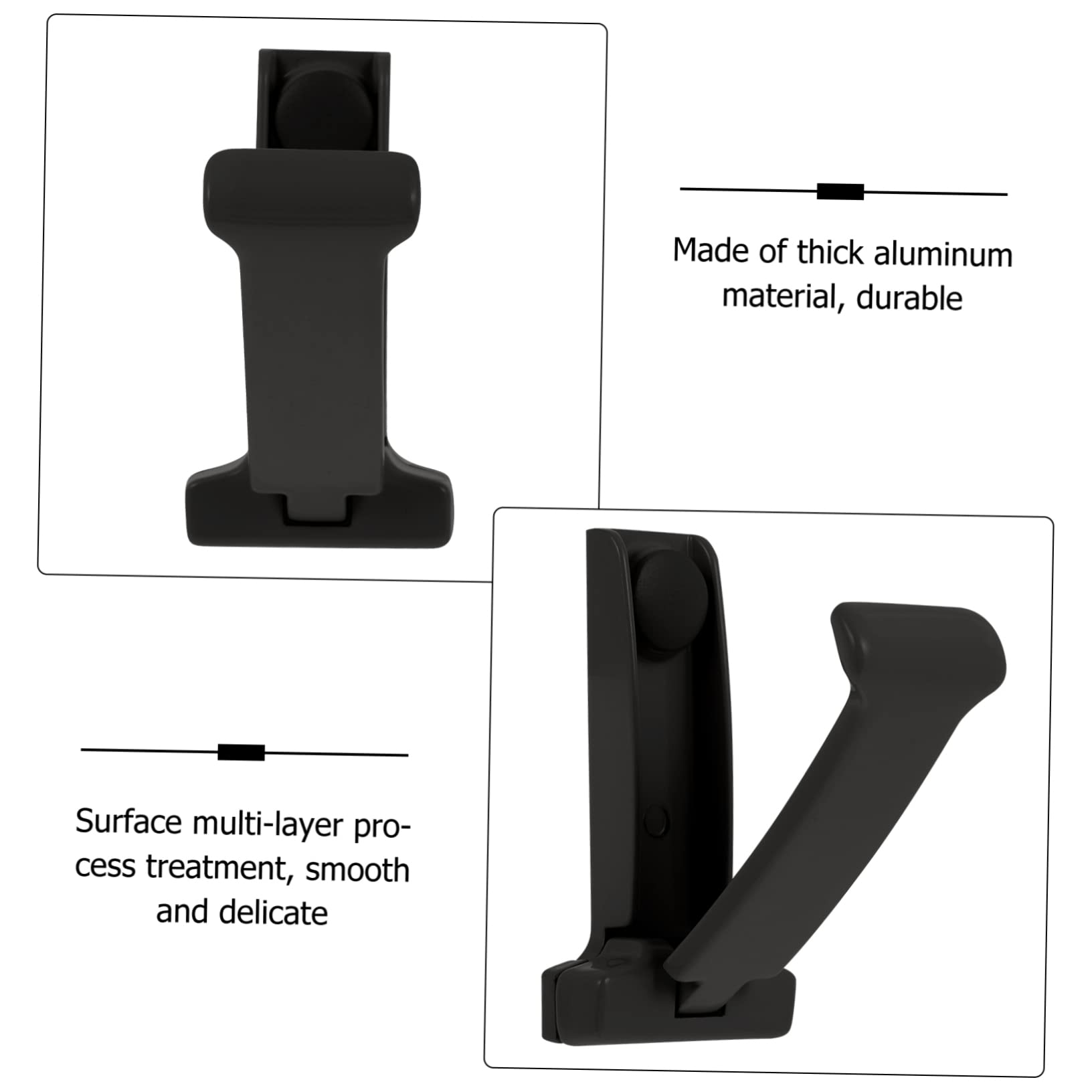 MeetRade - Appendiabiti pieghevole in lega di alluminio, da 7,6 cm, montaggio a parete singolo, per bagno, cucina, soggiorno, cuffie, supporto per cuffie, ganci e colla su 6 pezzi (argento