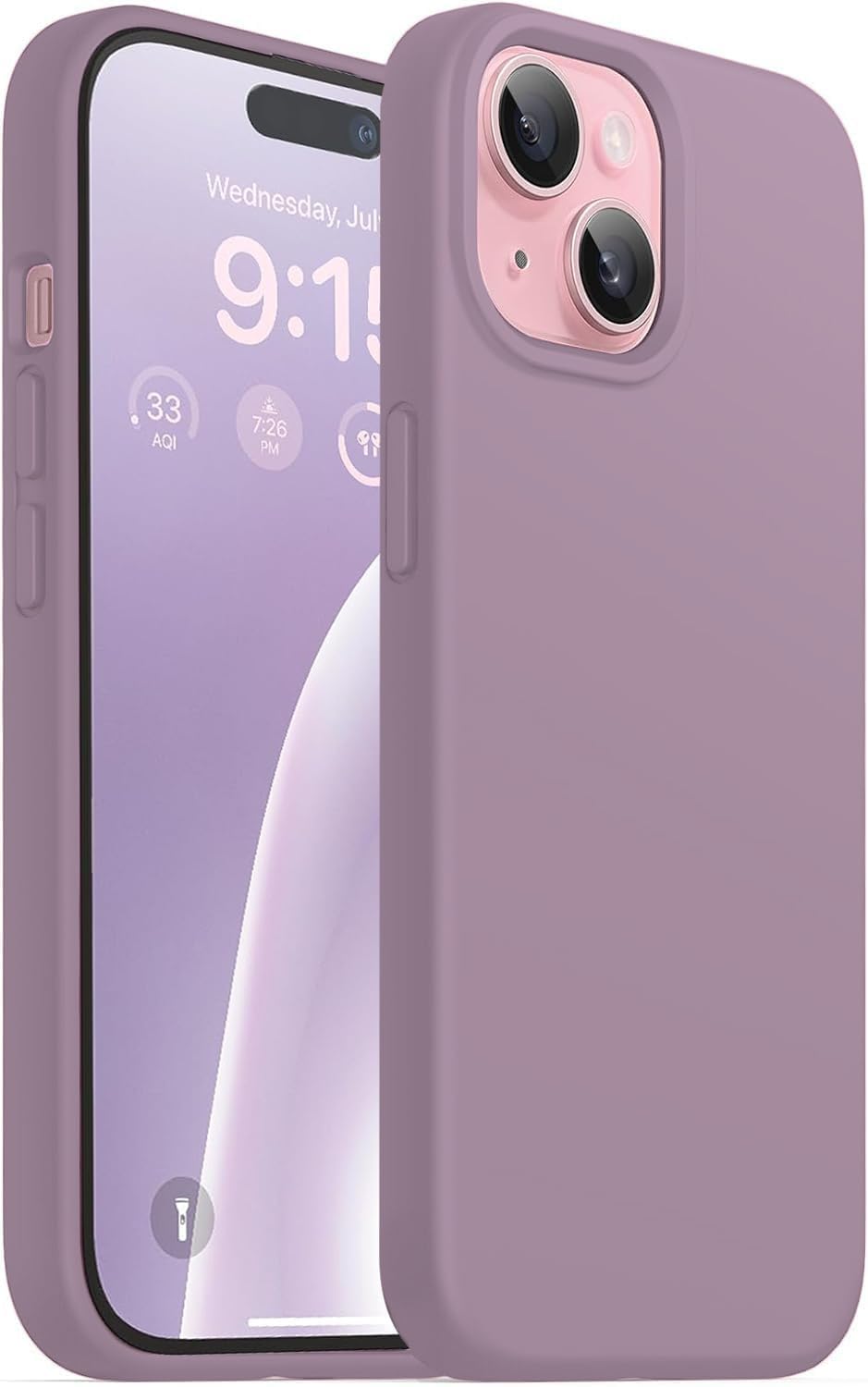 DIZORO Protective Case Compatible for iPhone 15 Plus Case 6.7, Slim Liquid Silicone 3 Layers Full Covered Soft Gel Rubber Phone Case Protective Cover 6.7 Inch - Lilac