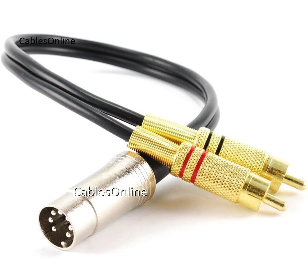 CablesOnline 1ft 7-Pin Din Male to 2-RCA Male Professional Grade Audio Cable for Bang & Olufsen, Naim, Quad...Stereo Systems (BO-2701K)
