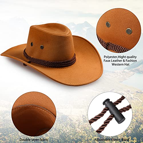 Image of Zhanmai 12 Pcs Cowboy Hat and Bandana Cowboy Cowgirl Hats Bulk Western Party Costume Halloween Accessory