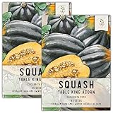Seed Needs, Table King Acorn Winter Squash Seeds - 45 Heirloom Seeds for Planting Cucurbita Pepo - Non-GMO...