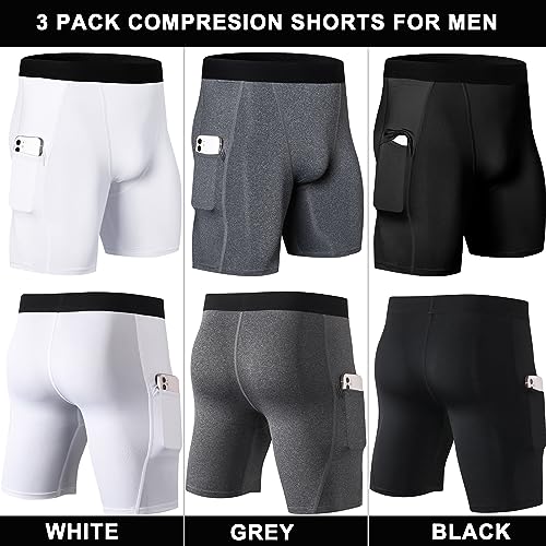 Shorts de compressão masculinos com bolso, elastano, roupa íntima esportiva, curta, seca, corrida, s