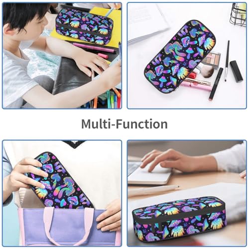 Image of Hippie Mushroom Magic Pencil Case Organizer Big Capacity Pencil Pouch Stationery With Zipper School Supplies Pencil Bag For Girls Boys Office