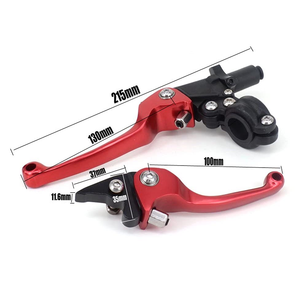Bremshebel Kupplungshebel, , Faltbare ausziehbare Kupplungshebel, ASV F3 2. ShortAlloy Brems- und Kupplungslenkerhebel kompatibel mit Motocross-Motorrad Pitbike Dirt Pit Bike Universal Patrs Rot Farbe
