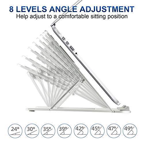 Adjustable Laptop Stand, Laptop Holder Computer Tablet Stand, Aluminum Alloy Foldable Ventilated Cooling Laptop Riser with 8 Adjustable Height Levels, Compatible with Most 10-15.6” Laptops – Silver - Thumbnail 6
