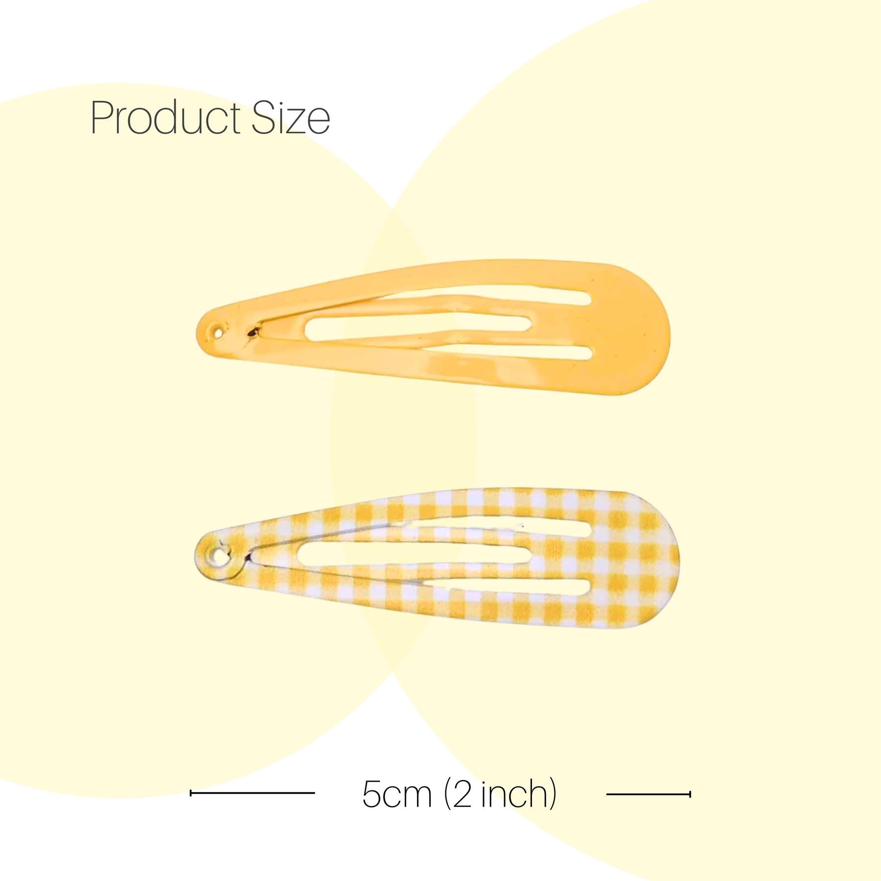 Basic Sense 2PCS Spiral Streamer Elastics and Hair Snap Clips - Plain & Gingham for Girls Yellow - Image 3