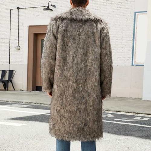 Cambkatl Men's Long Luxury Faux Fur Coat Furry Lapel Collar Long Sleeve Outerwear Fluffy Winter Warm Cardigans Jacket3