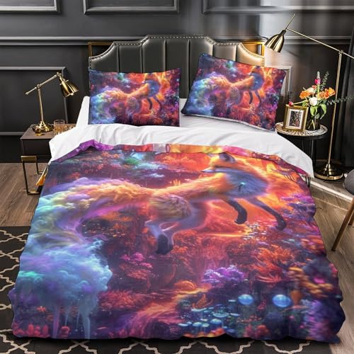 Microfibre respirante housse de couette 3 pièces renard 3D