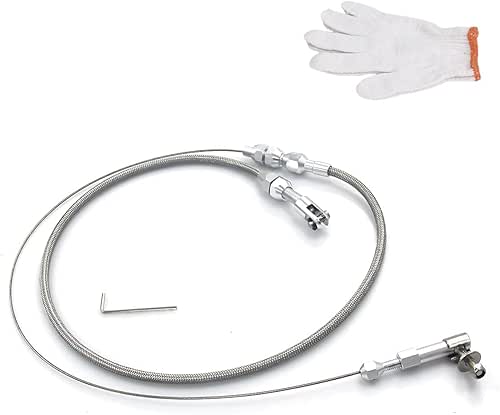 24" Car Braided Throttle Cable Kit with Gloves, Adjustable Stainless