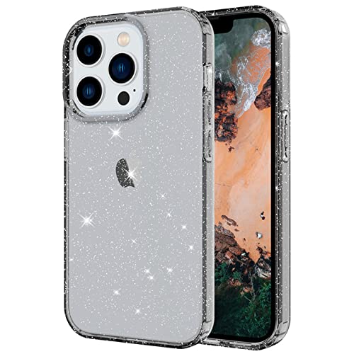 Coque iPhone 14 Pro paillettes noires silicone souple au quotidien