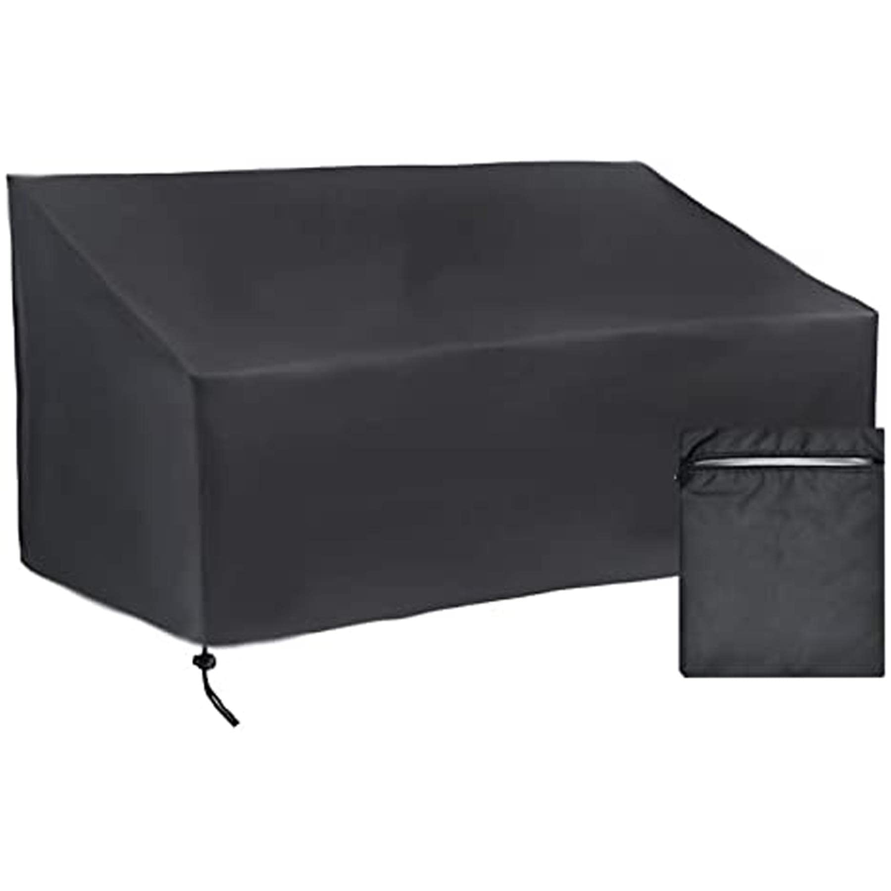 Dapetz ® Garden Furniture Cover for 2 Seater Sofa Garden Bench Seat Cover a Water Repellent, Windproof, Anti-UV, 420D Polyester Outdoor Furniture Covers Sofa 160x85x61/71cm - Black