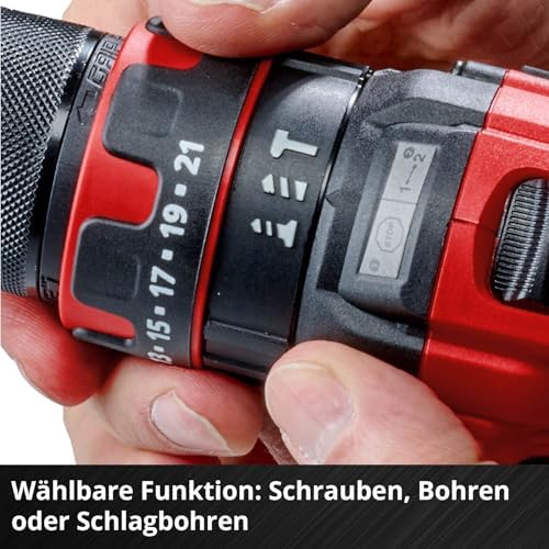 Bild 5 - Einhell Akku-Schlagbohrschrauber TE-CD 18/44 Li-i (1x2,5Ah) Power X-Change (18 V, 44 Nm, Schlagbohrfunktion, 13 mm Metallbohrfutter, 2-Gang, inkl. 2,5 Ah Akku & Ladegerät)