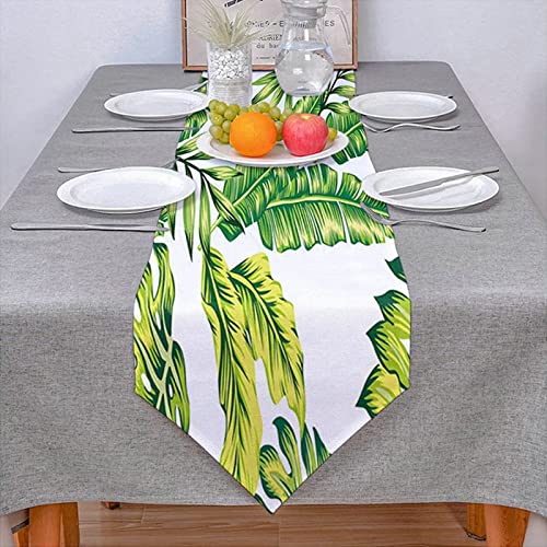 Chemin de table nappe cuisine contre les tables vides style feuille verte