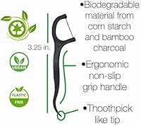 Vista 3 de Sofi's Cute Corner Cepillos de dientes de bambú, cerdas de carbón suave, 4 piezas. Púico de hilo dental ecológico, hilo dental de 50