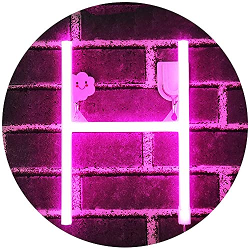 SATYAM KRAFT 1 Piece Pink Marquee Alphabet Shaped Neon Led Light - Decorative Letter Lamp for Valentine’s Day, Bedroom, Wedding, Birthday, Home Decor, Romantic Gift Night and Wall Lamp (H)