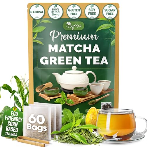 Image of TOG999, Premium Matcha Green Tea Bags | 60 Count | Blend of Sencha, Green Tea, Spearmint & Orange Slices - Refreshing Flavor, Naturally Vibrant, No Gluten. Vegan.