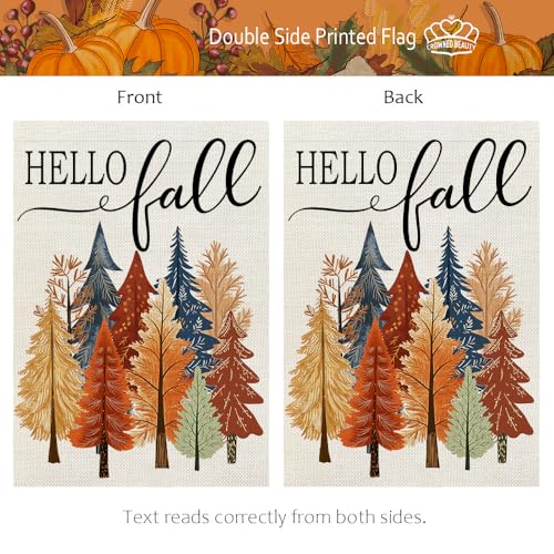 image for CROWNED BEAUTY Fall Trees Garden Flag 12x18 Inch Double Sided Small Bu