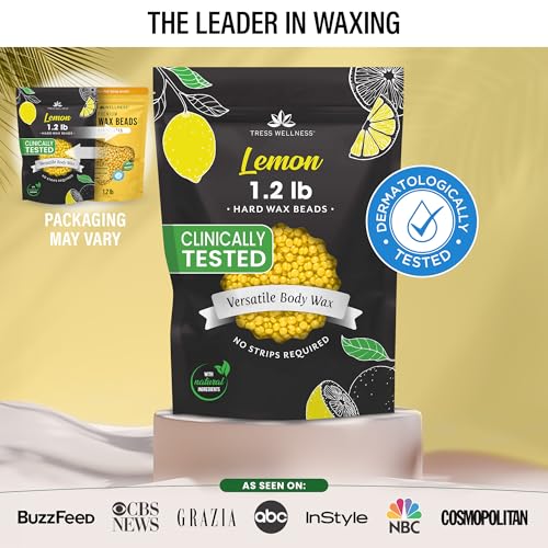 Image of Tress Wellness Wax Beads - Safe for Skin - Dermatologically Tested - At-Home Kit for Bikini, Brazilian & Full Body - Lemon 1.2 lb