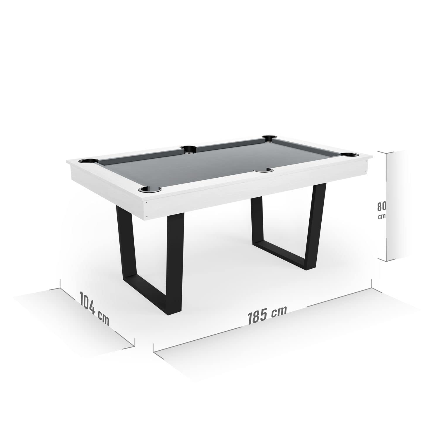 Billard Américain Blanc Convertible en Table à Manger -Style Industriel