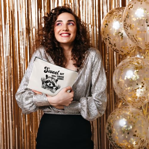 Sarcastic Raccoon Makeup Bag Funny Gifts Humor Cosmetic Bag Raccoon Gifts for Women Friend Sisters Coworker Zipper Pouchs Toiletry Bags for Camping Picnic Thanksgiving Christmas Friendship Gifts4