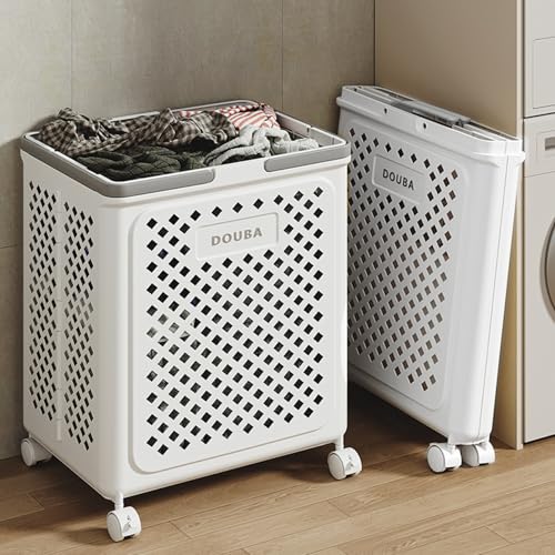 Panier à linge en plastique avec roulettes 19x14x19 pouces - 4