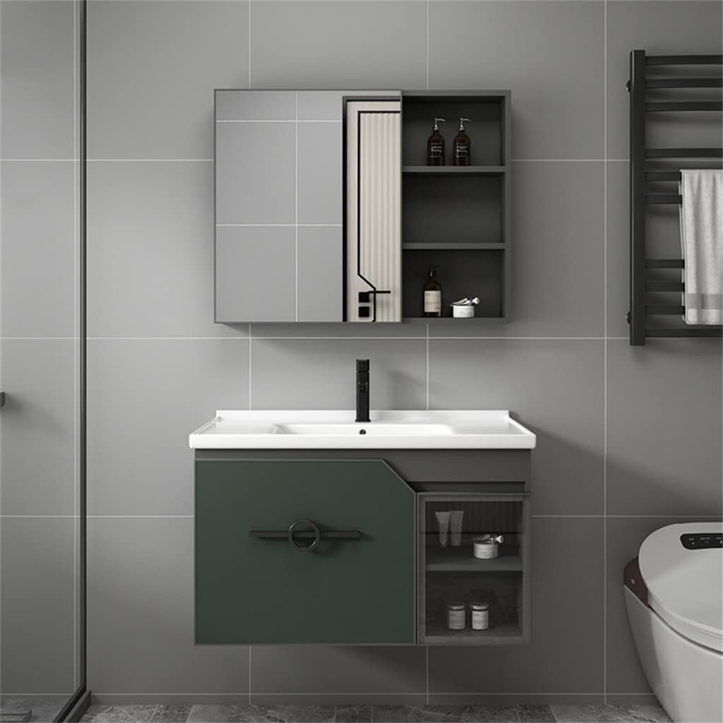 Bathroom Cabinet Aluminum Alloy Slate with Cabinet Combination Face Sink Bathroom Furniture (Color : D, Size : 80cm) (D 70cm)