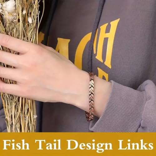 Image of Copper Bracelet for Women 99.9% Pure Copper Crystal Bracelets Link Chain Charm Jewelry Present 3500 Gauss with Adjustment Tool