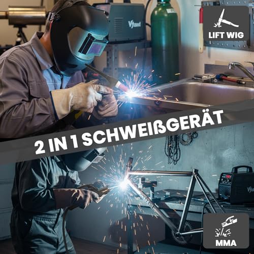 VFUSED WIG Schweißgerät 120A DC Lift TIG MMA 2-in-1 IGBT Inverter, einstellbare Gasnachströmzeit 1-10s, für Edelstahl Stahl Autoreparatur Heimwerker, 220V