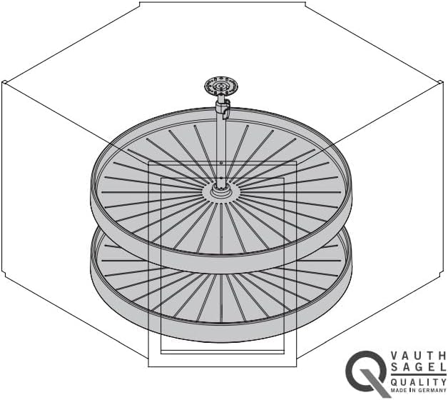 Miniatura 5 de Vath-Sagel - Juego de 2 estantes para armarios esquineros diagonales de cocina, fabricado en Alemania (24 pulgadas, redondo)
