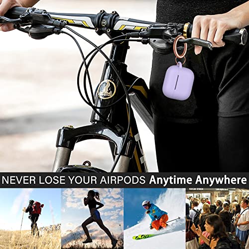 R-Fun Airpod 3Rd Generation Case Cover 2021, Full Protective Silicone Skin With Rose Gold Keychain For Women Girls With Apple Airpods 3 Charging Case,Front Led Visible-Banana Purple #TOP4