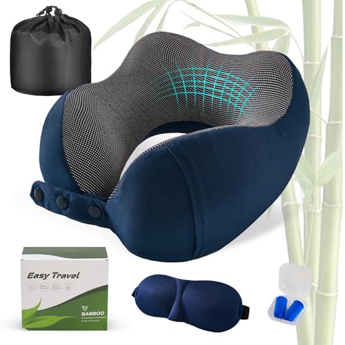 Cirorld Oreiller de Voyage pour Avion, Coussin de Nuque pour Voyage, Oreiller de Voyage en Mousse à Mémoire de Forme pour Adultes, Oreiller de Vol Réglable...