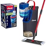Vileda H2prO Flat Mop and Bucket Set | 100% Clean & Dirty Water Separation | Wall Mop, Baseboard Cleaning Tool | Machine Washable Reusable Microfiber Mop Head | Safe on All Floor Types