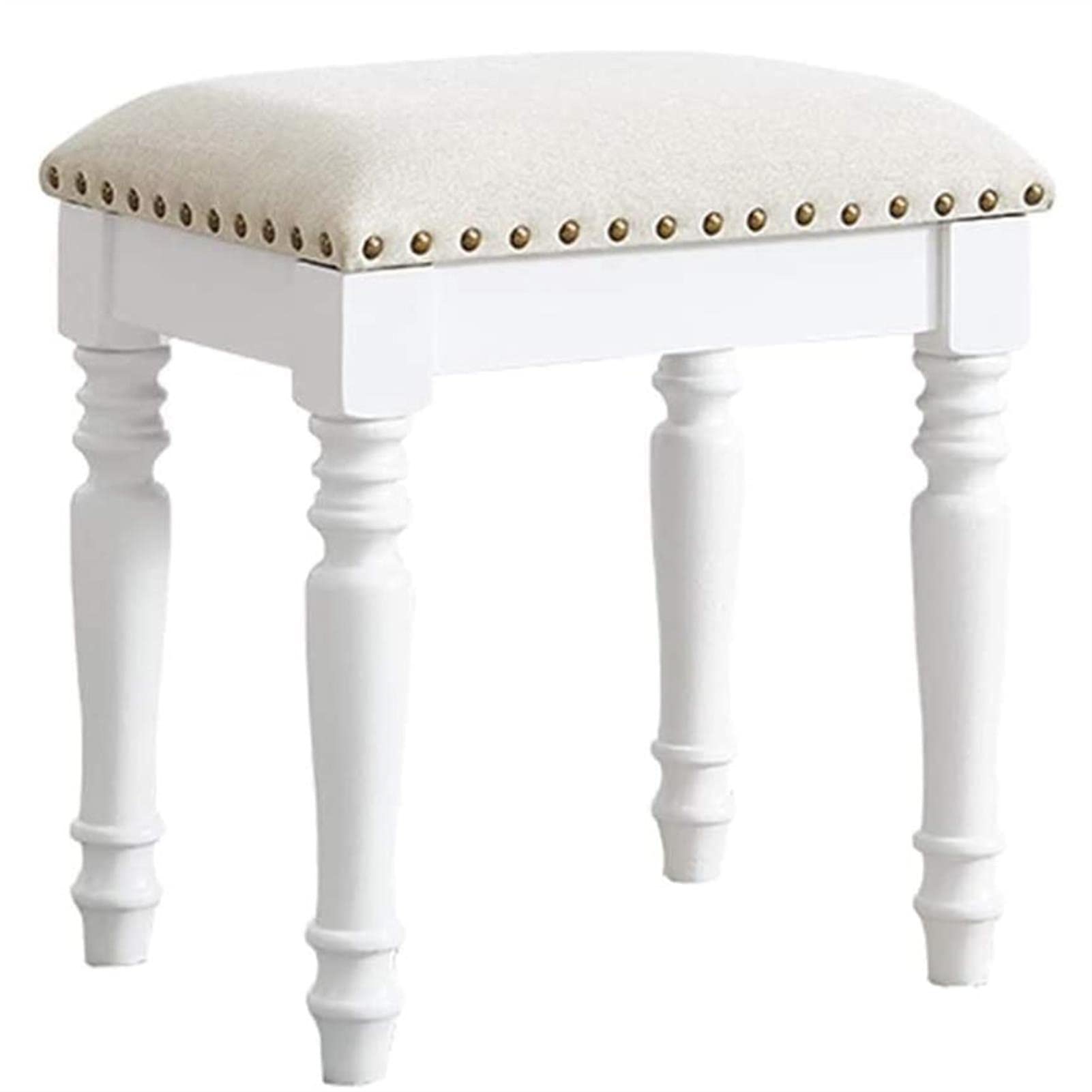 Sgabello da Toeletta per Pianoforte, Imbottito, per Tastiera di Pianoforte, per Soggiorno, in Legno, per Scarpe, Poggiapiedi, Bianco,Black