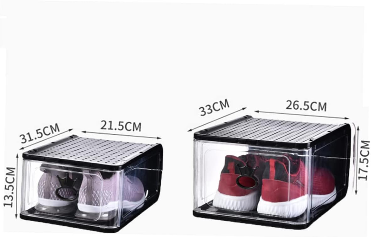 Levemolo 5PCS Small Detachable Foldable Thick Plastic Shoes Boxes Dustproof Shoe Storage Organizer for Home Bedroom