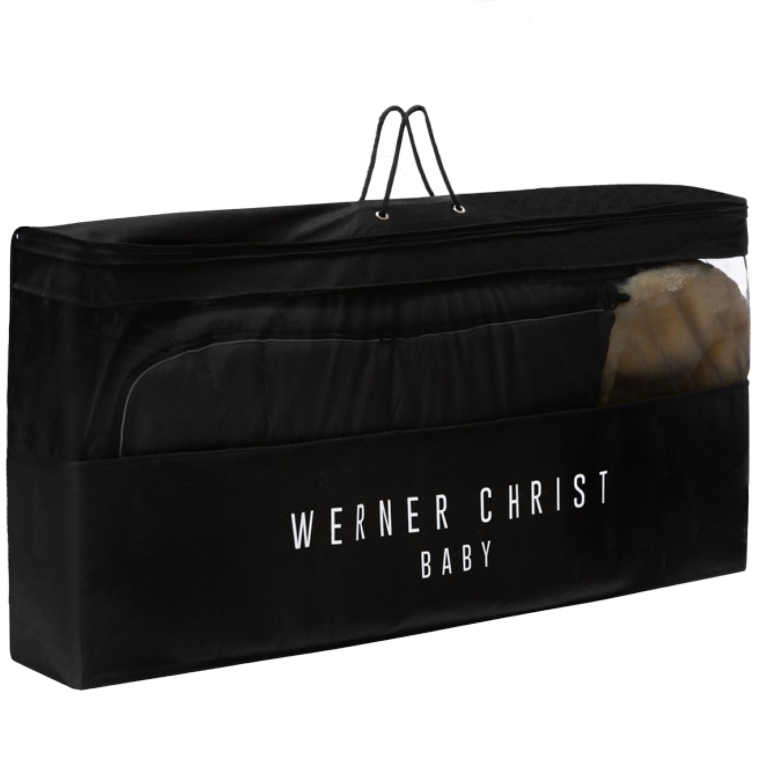 WERNER CHRIST BABY Lammfell-Fußsack FLIMS LUXE – vollfelliger Buggy, Kinderwagen-Fußsack (ab 6 bis 36 Mo.), medizinisches Fell, universal mit Langsschlitzen in Navy (dunkelblau)