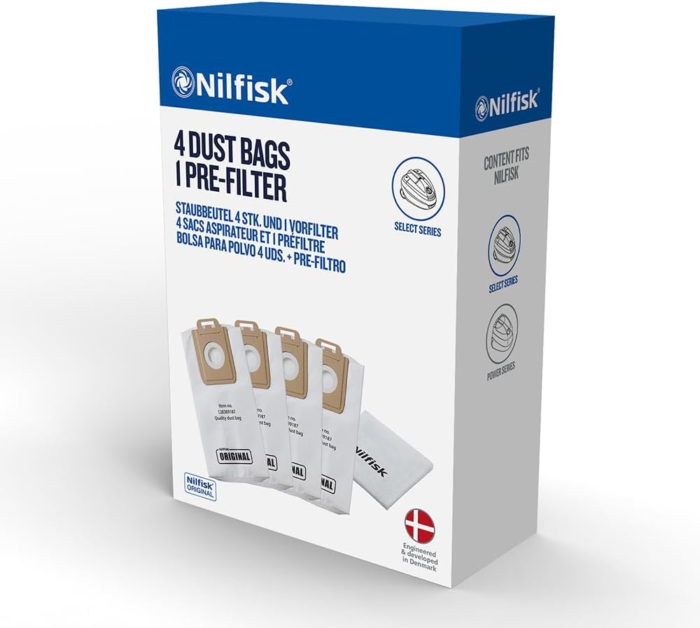 Nilfisk 4 Original Dust Bags + Pre-filter - Select Vacuum Accessories (128389187)