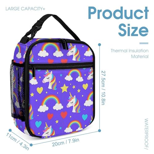 Backpack Book Bags with Lunch Box Storage Bag Backpack Set Daypack with Lunch Bag and Cosmetic Bags (Cute Unicorns (29))4