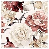 murando Tapete selbstklebend 10m Wandtattoo dekorative Möbelfolie Dekorfolie Fotofolie Panel Wandaufkleber Wandposter Wandsticker - Blumen Rosen Pfingstrosen b-C-0245-j-a