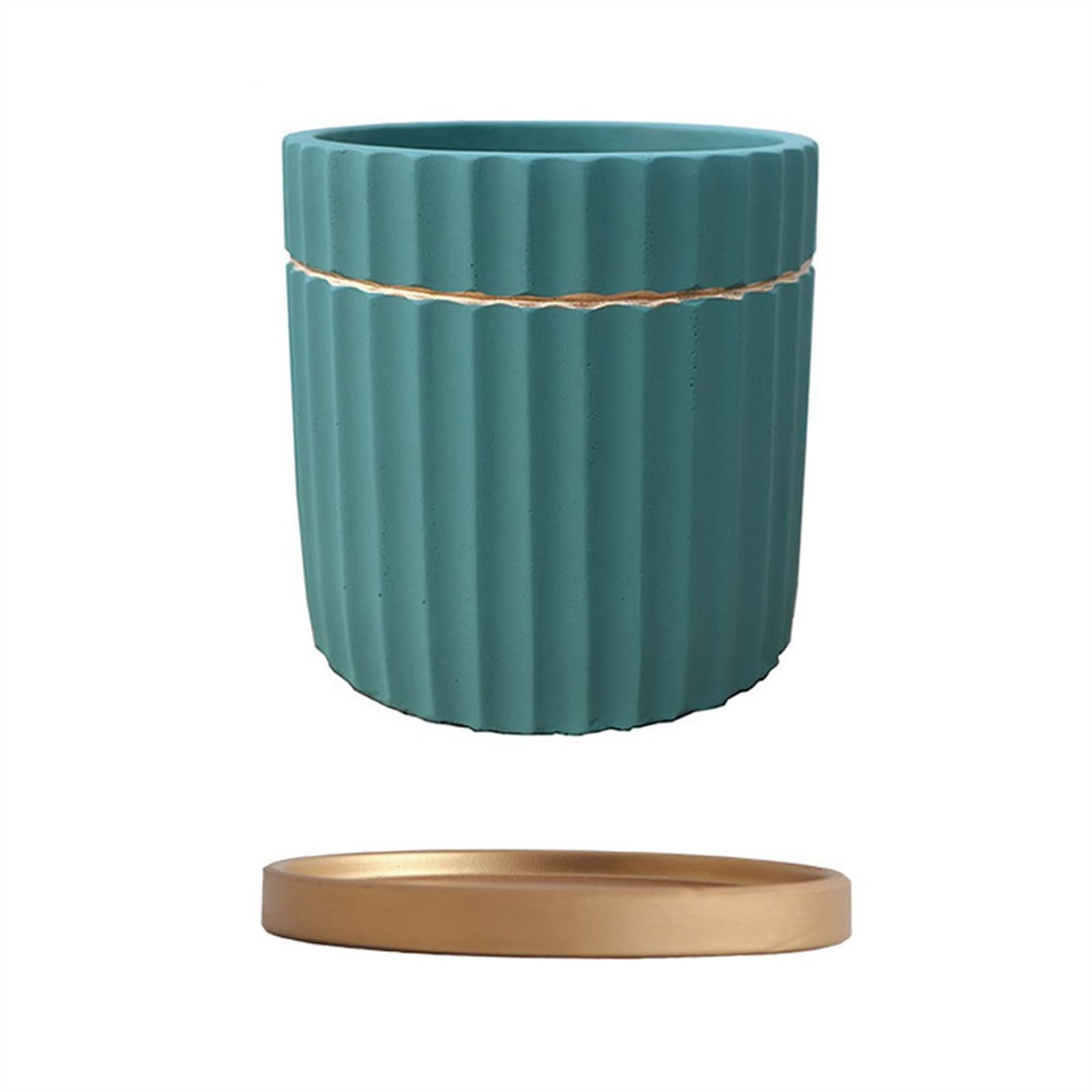 Vasi per Piante Vaso da fiori rotondo a righe verticali da giardino Decorazione personalizzata Desktop Vaso da fiori piccolo adatto for piante grasse Fioriera(Green)