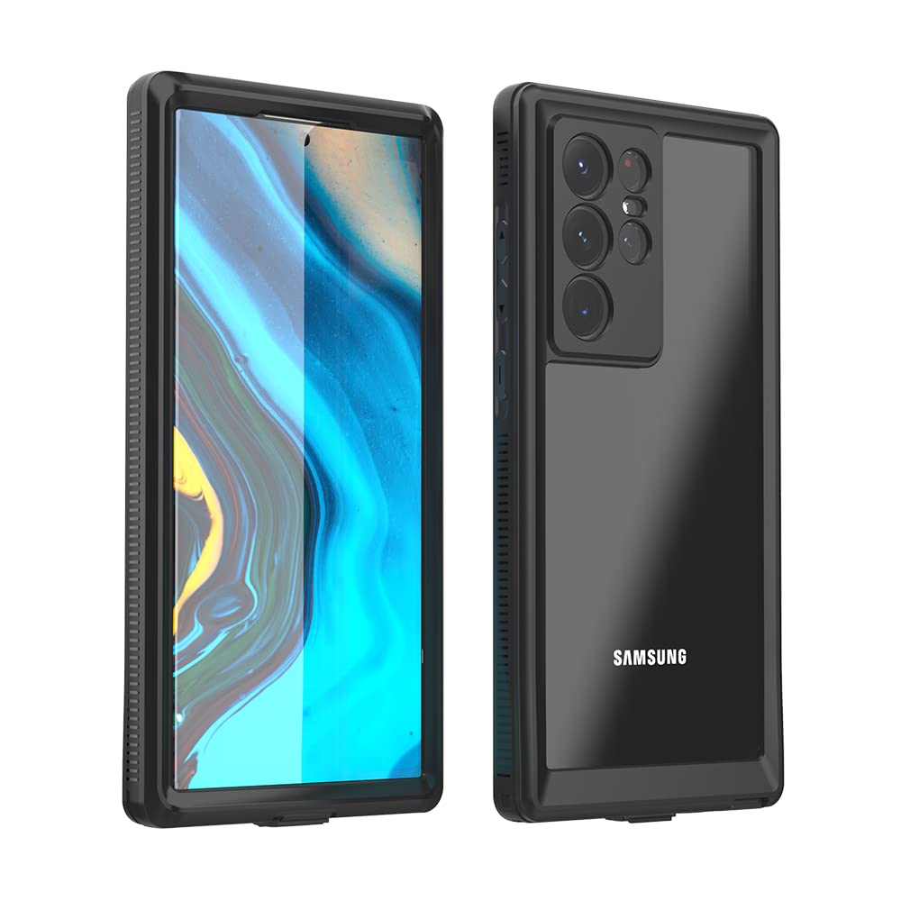NowvnvuySamsung Galaxy S22 Ultra Case, IP68 Waterproof, Shockproof, Dustproof, Snowproof, Built-in Screen Protector, Full Body Protective Rugged Cover for Galaxy S22 Ultra 5G 6.8 Inch, Black