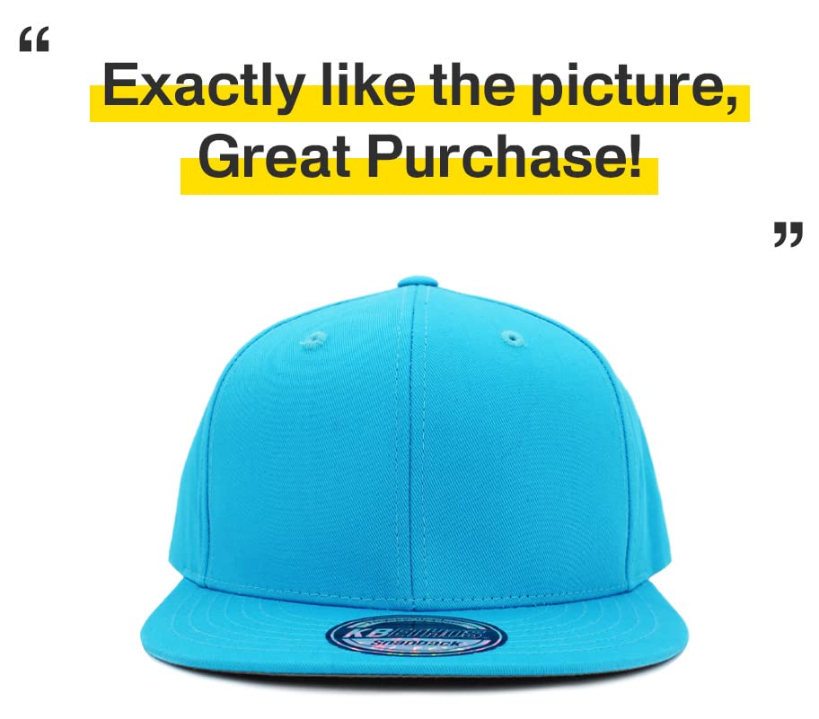 Image of KBETHOS Classic Snapback Hat Blank Cap Underbrim Cotton Wool Blend Flat Visor Adjustable Unisex