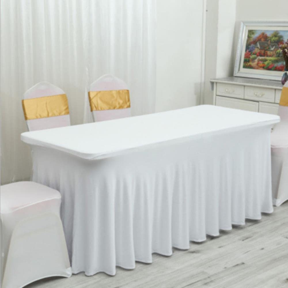 Rettangolo Arruffato Lycra Spandex Tovaglia Elastico Matrimonio Lungo Tovaglia Hotel Decorazione Del Partito Stretch Gonna Tovaglia