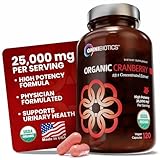 OmniBiotics USDA Organic Cranberry Pills for Women - High Potency 25,000 mg Supplement with 25:1 Fruit Extract - Daily Urinary Tract Support - 120 Vegan Capsules