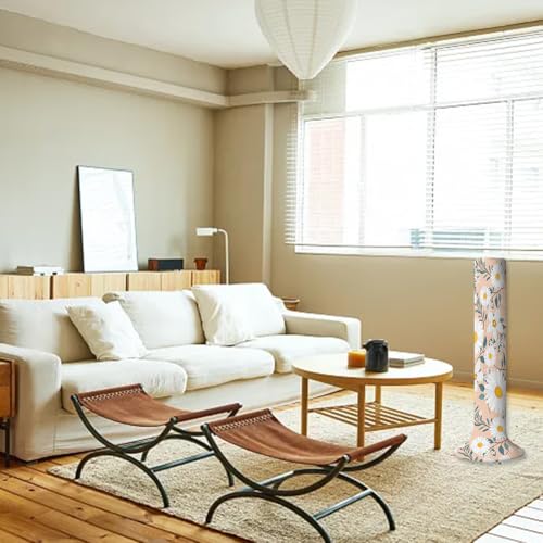CREATCABIN Tower Fan Dust Cover Vertical Fan Cover Dustproof Protective Floor Standing Fan Cover Flower Yellow Household Tower Fan Cloth Cover Washable for Tower Sleeve Fan Decoration 24x49Inch - Image 4